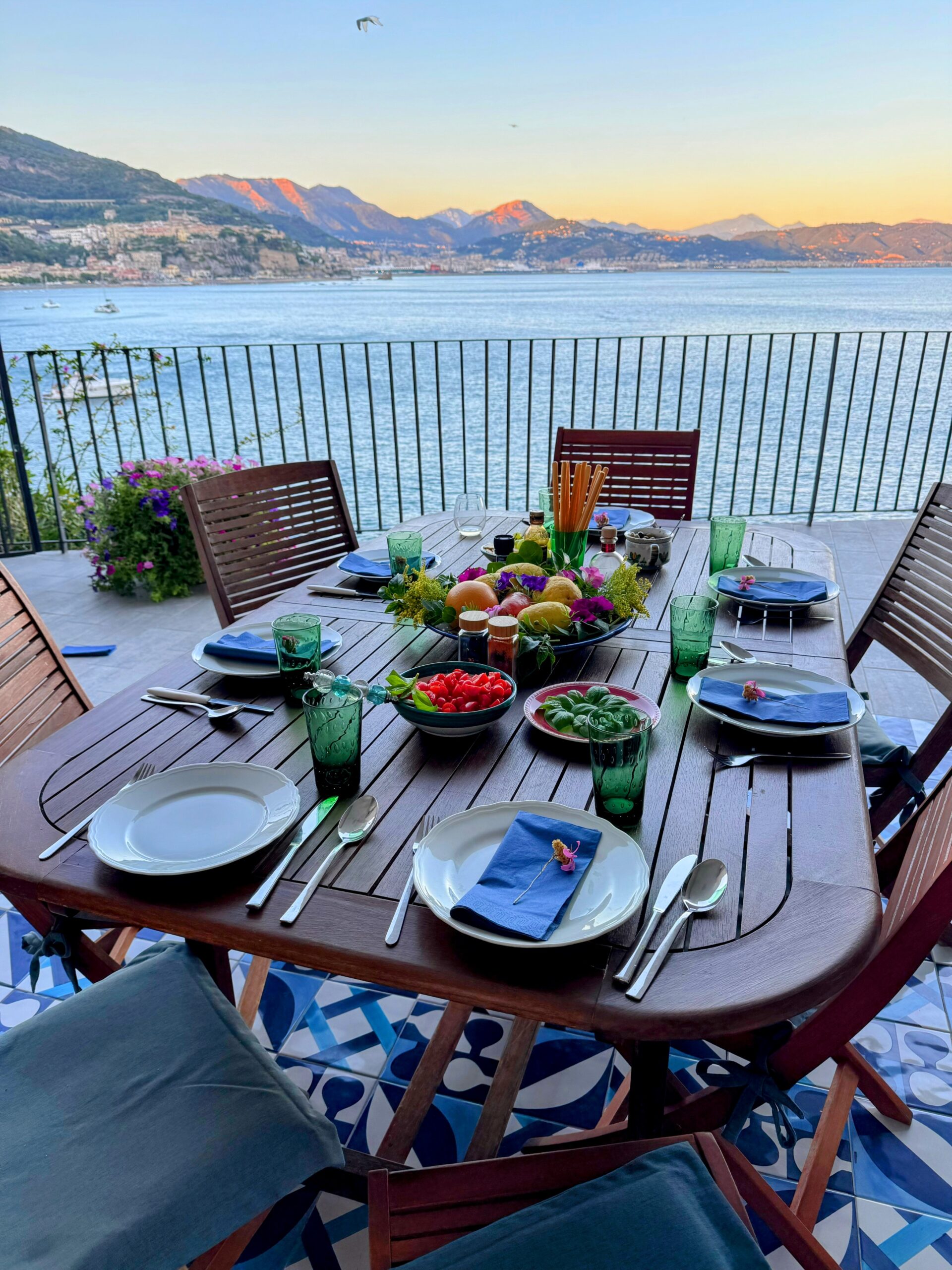 Sunset wine and dinner